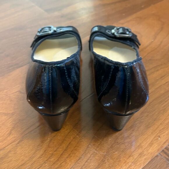 Naturalizer N5 Comfort women's wedge peep toe Hidi black patent shoes size 8.5 M - Picture 6 of 9
